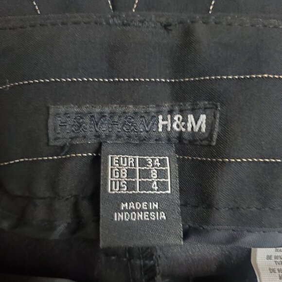 H&M Vintage Trousers 4 Black Striped Flare Leg Business Casual Academia Work - Picture 13 of 14